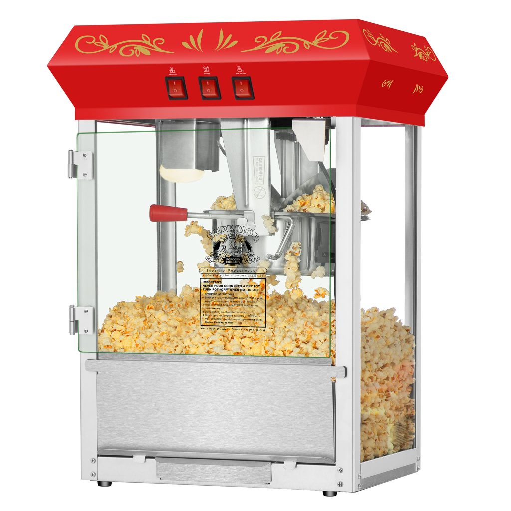 Superior Popcorn Company Movie Night Popcorn Popper Machine w/ Cart (8 ...