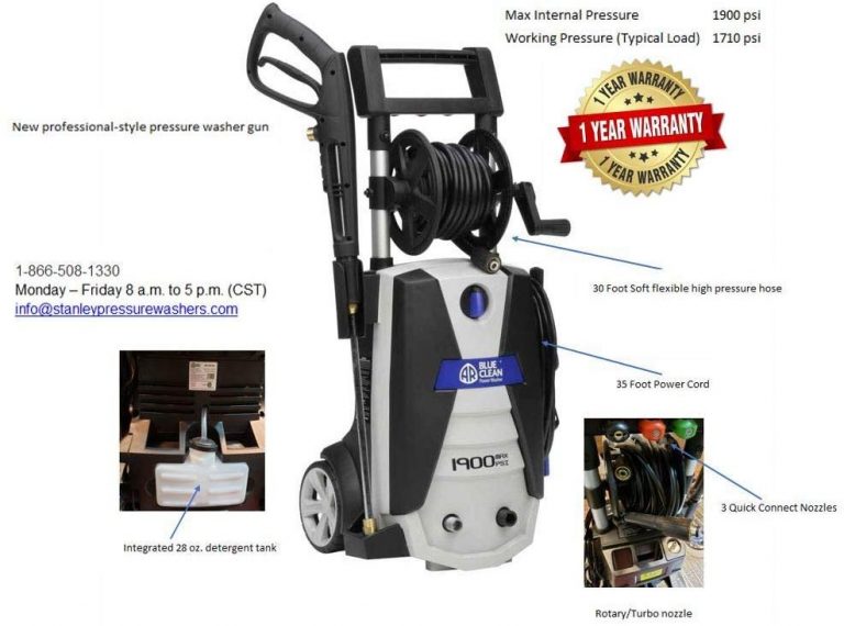 AR Blue Clean, AR383 1,900 PSI Electric Pressure Washer, Nozzles, Spray Gun, Wand, Detergent