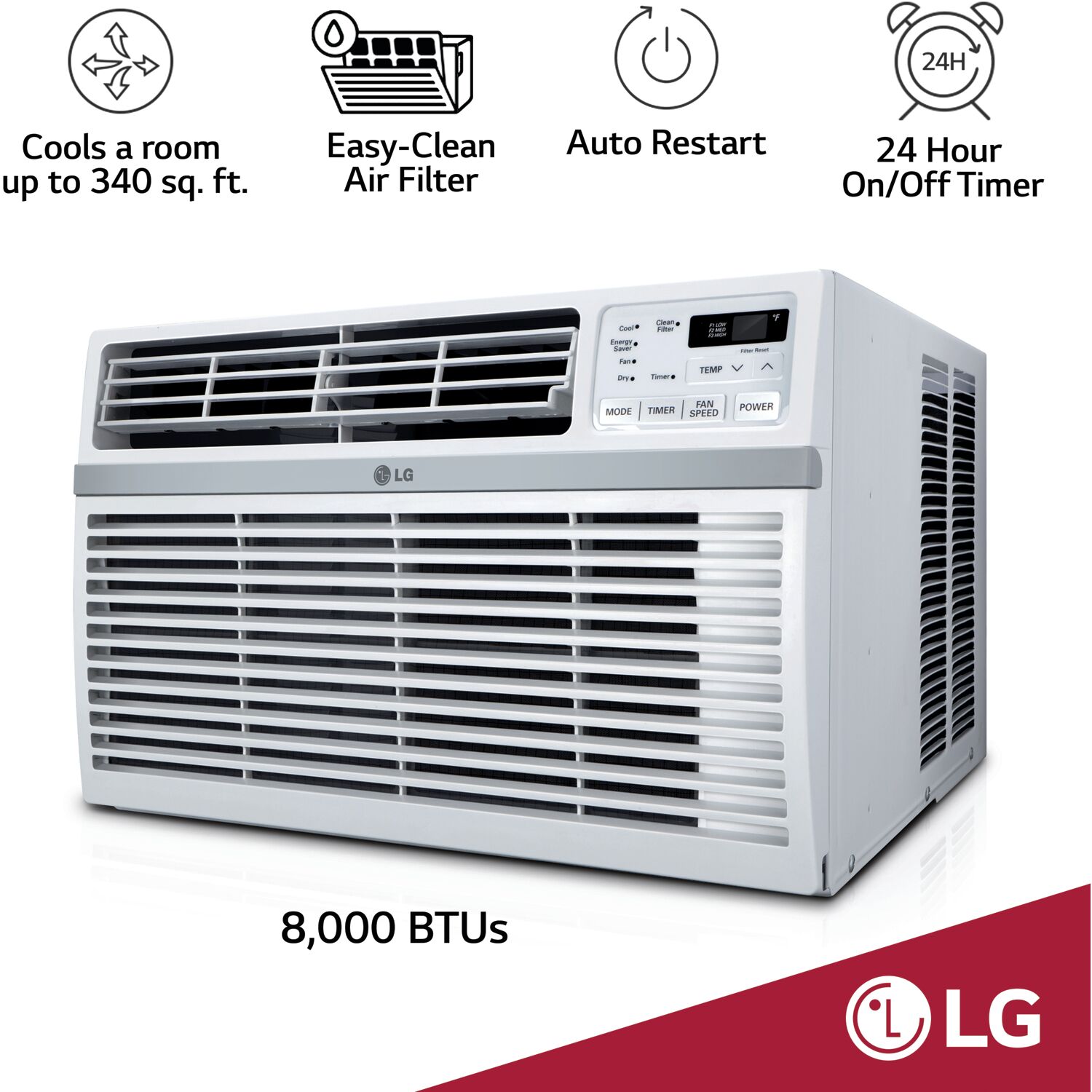 LG 8,000 BTU 115V WindowMounted Air Conditioner with Remote Control AwzHome