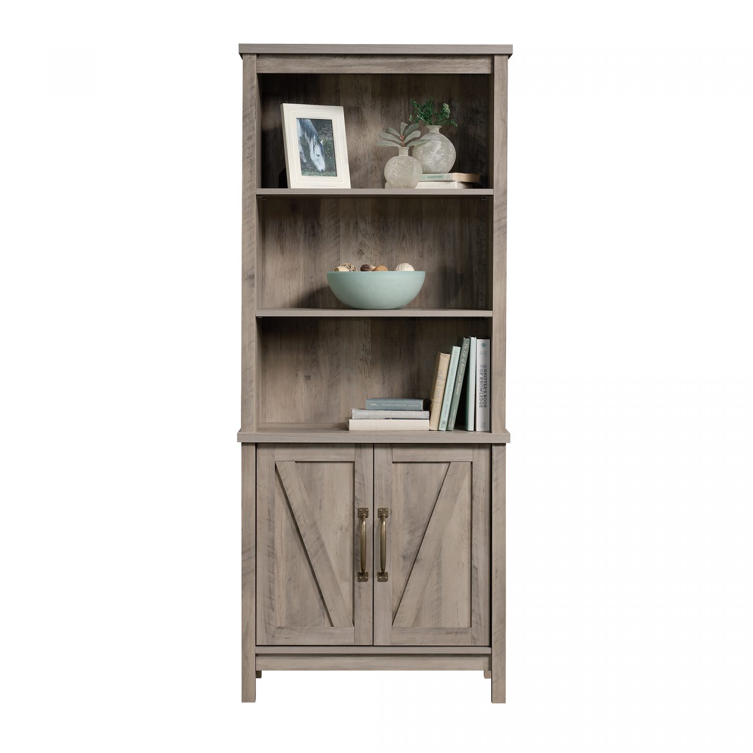 Better Homes & Gardens Modern Farmhouse Library Bookcase with Doors ...