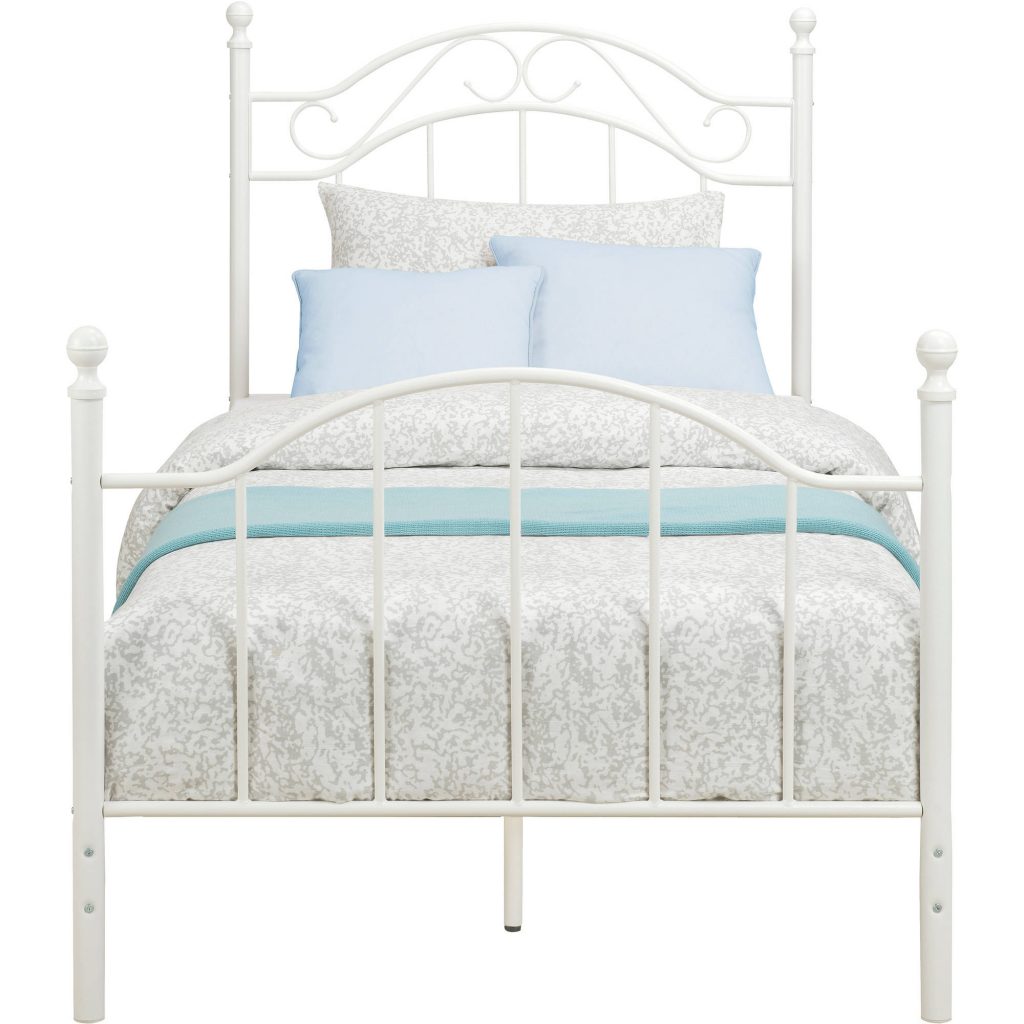 Mainstays Metal Bed, Bedroom Furniture, Twin Size Frame, White ...