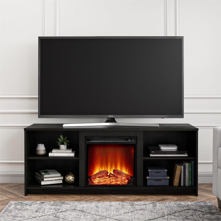 Mainstays Fireplace TV Stand for TVs up to 65″, Black Oak AwzHome