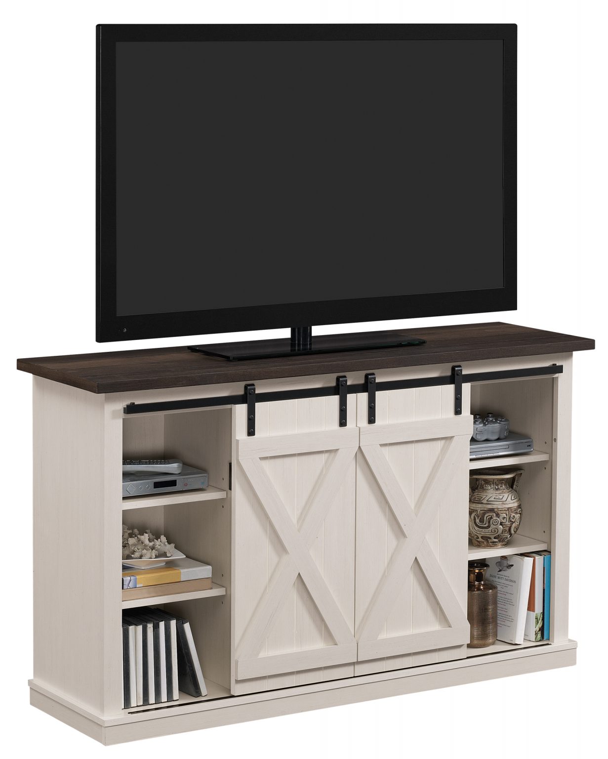 Twin Star Home Terryville Barn Door TV Stand for TVs up to 60″, Old