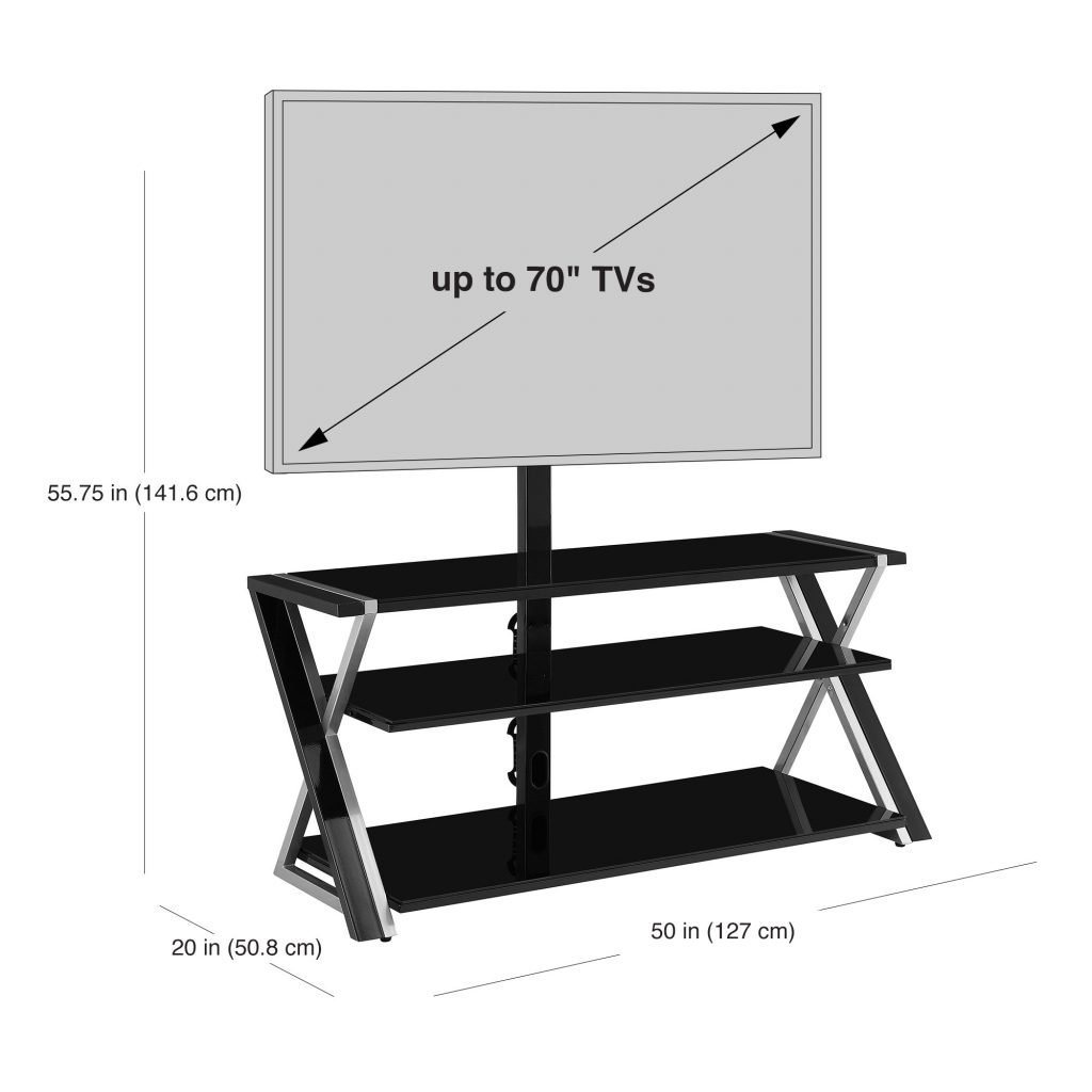 Whalen Xavier 3in1 TV Stand for TVs up to 70″, with 3 Display Options