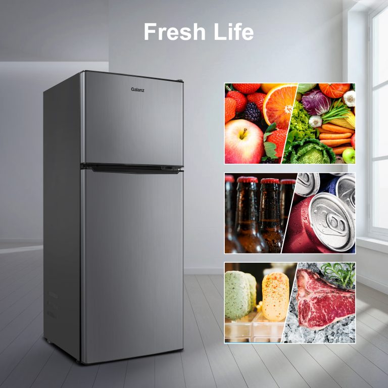 Galanz 4.6 Cu.ft. Two Door Refrigerator Stainless Steel Look
