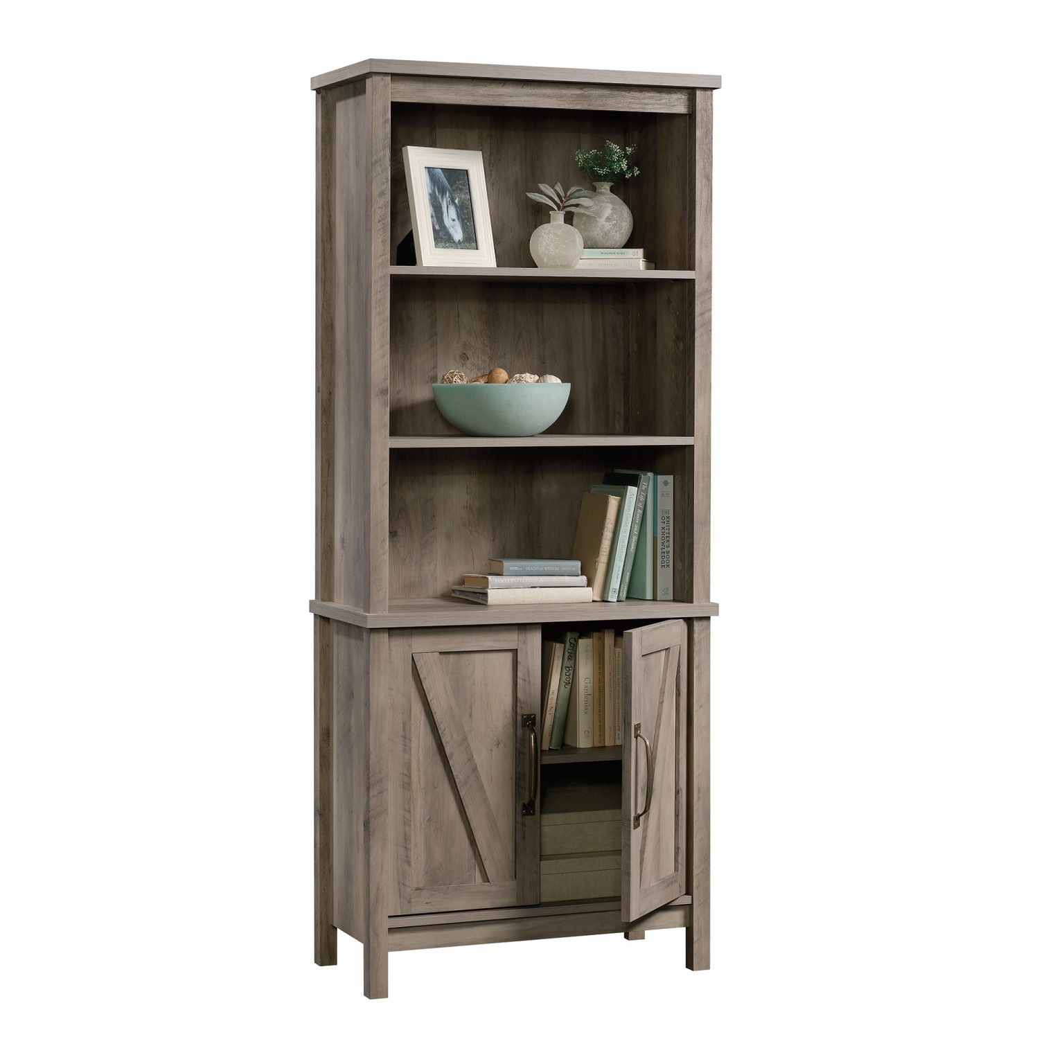 Better Homes & Gardens Modern Farmhouse Library Bookcase with Doors ...