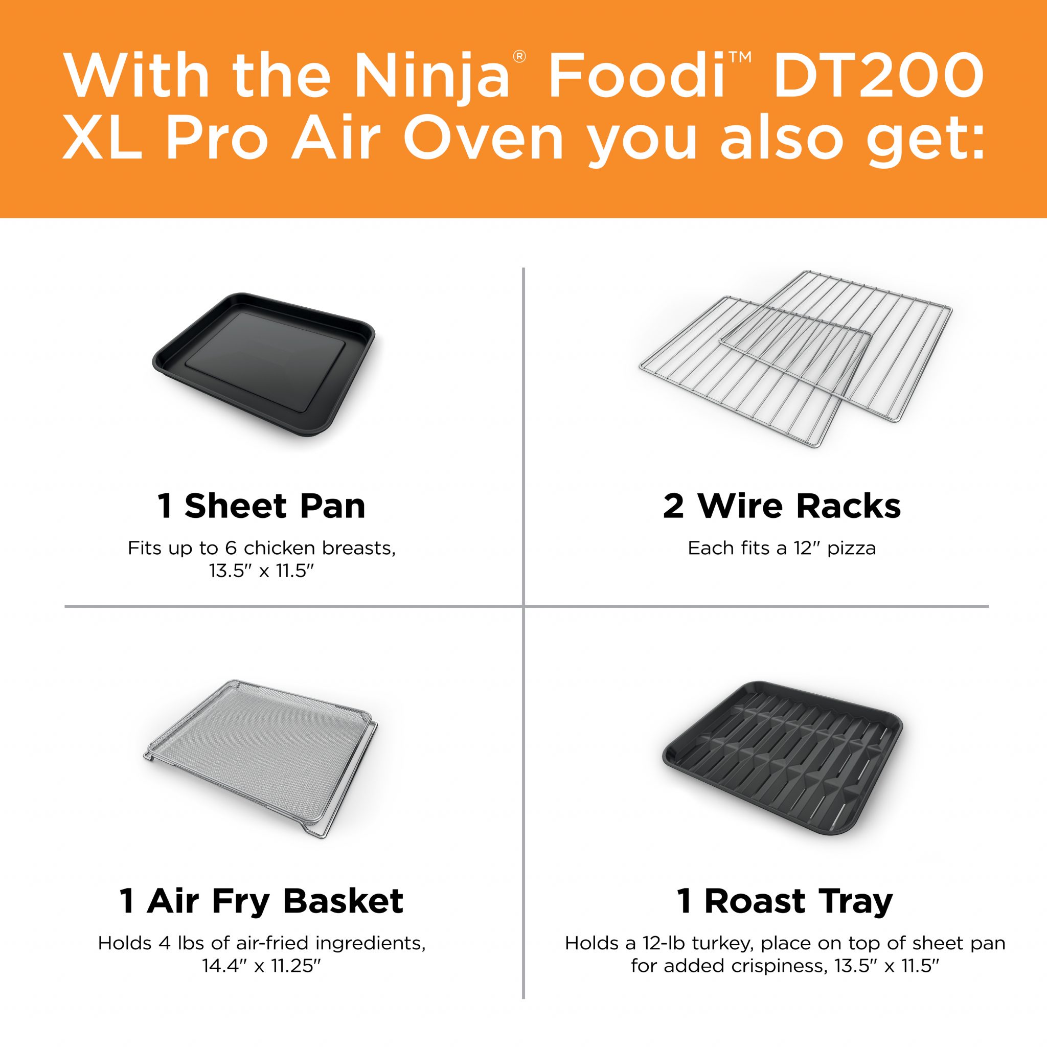 Ninja DT200 Foodi 8in1 XL Pro Air Fry Oven, Large Countertop