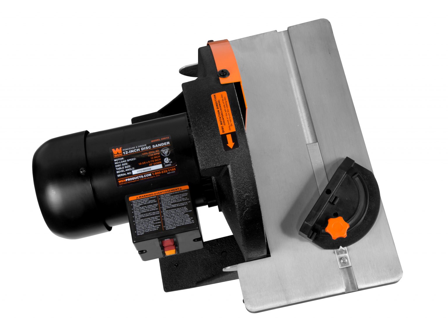 WEN 12Inch Benchtop Disc Sander with Miter Gauge and Dust Collection