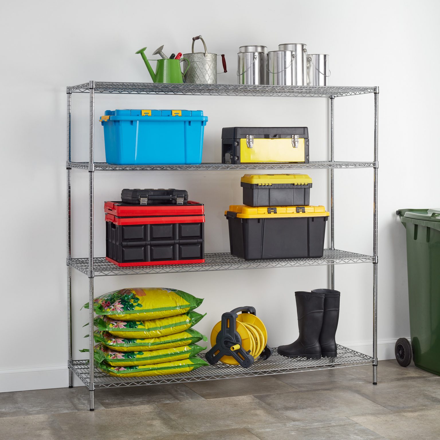 Hyper Tough 4 Shelf Industrial Steel Wire Shelving Unit, Chrome, 24