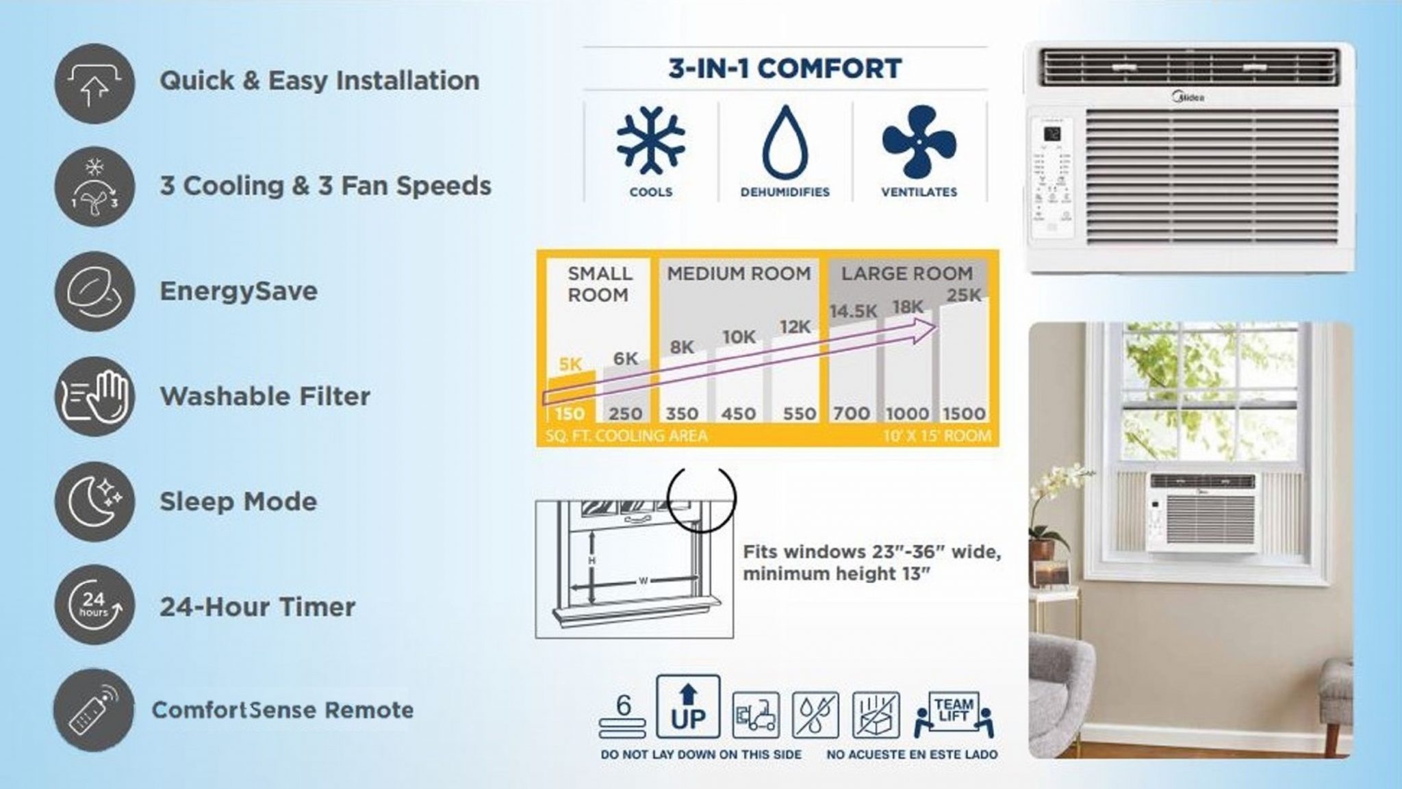 Midea 5,000 BTU 115V Window Air Conditioner with Remote, White
